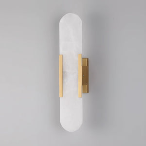 Alvora | Oblong Alabaster Wall Sconce with Brass Accents | Warm Diffused Glow for Foyers