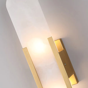Alvora | Oblong Alabaster Wall Sconce with Brass Accents | Warm Diffused Glow for Foyers