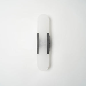 Alvora | Oblong Alabaster Wall Sconce with Brass Accents | Warm Diffused Glow for Foyers