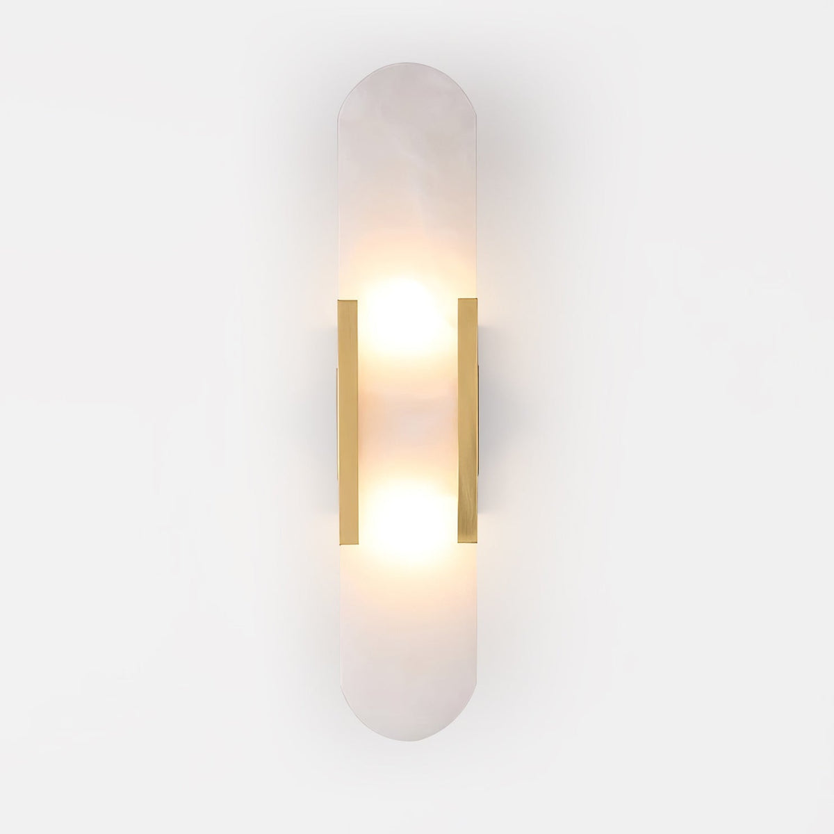 Alvora | Oblong Alabaster Wall Sconce with Brass Accents | Warm Diffused Glow for Foyers