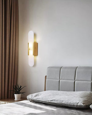 Alvora | Oblong Alabaster Wall Sconce with Brass Accents | Warm Diffused Glow for Foyers