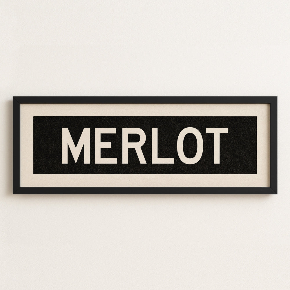 Framed Merlot Bus Scroll Sign
