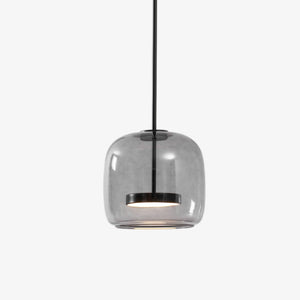 Hand-Blown Glass Sphere Pendant Light with Warm LED | Smoke Grey or Amber Shade