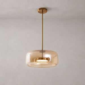 Hand-Blown Glass Sphere Pendant Light with Warm LED | Smoke Grey or Amber Shade