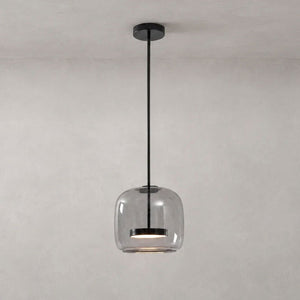 Hand-Blown Glass Sphere Pendant Light with Warm LED | Smoke Grey or Amber Shade