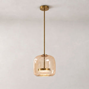 Hand-Blown Glass Sphere Pendant Light with Warm LED | Smoke Grey or Amber Shade