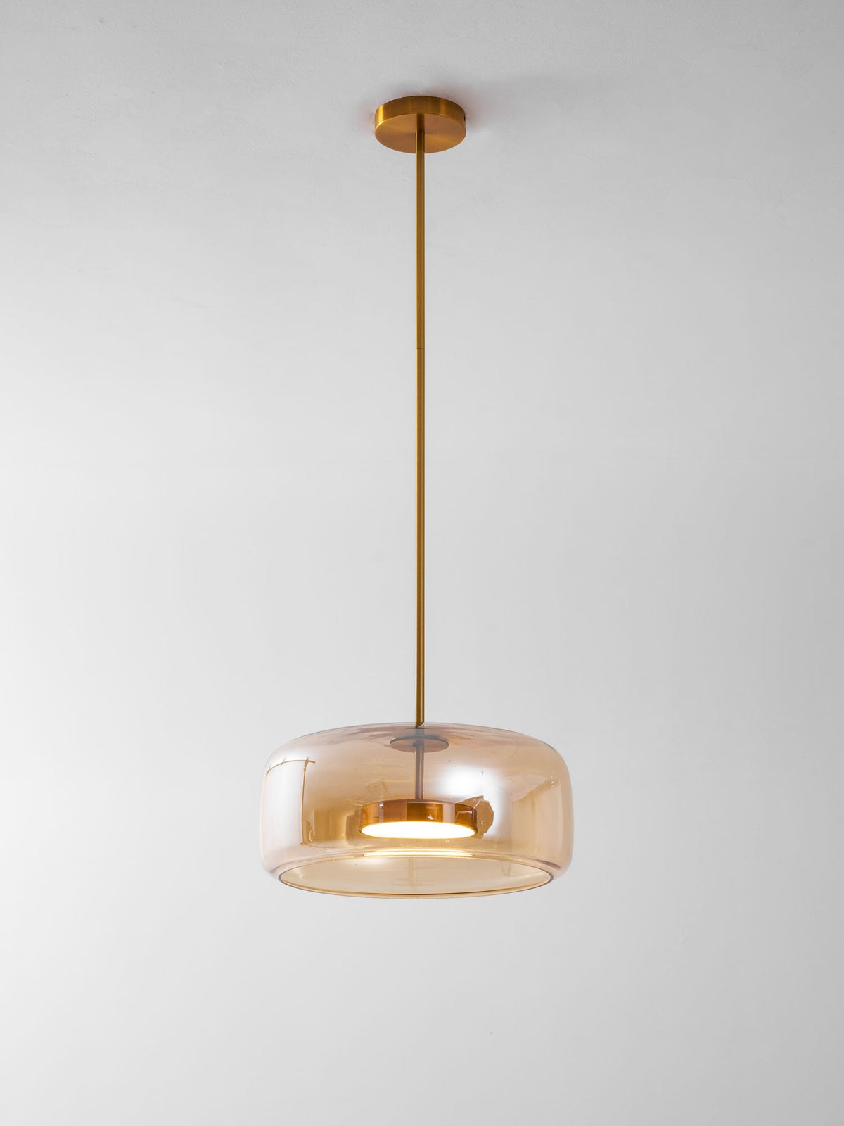 Hand-Blown Glass Sphere Pendant Light with Warm LED | Smoke Grey or Amber Shade