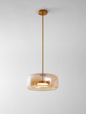 Hand-Blown Glass Sphere Pendant Light with Warm LED | Smoke Grey or Amber Shade