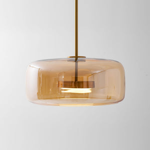 Hand-Blown Glass Sphere Pendant Light with Warm LED | Smoke Grey or Amber Shade