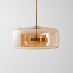 Hand-Blown Glass Sphere Pendant Light with Warm LED | Smoke Grey or Amber Shade