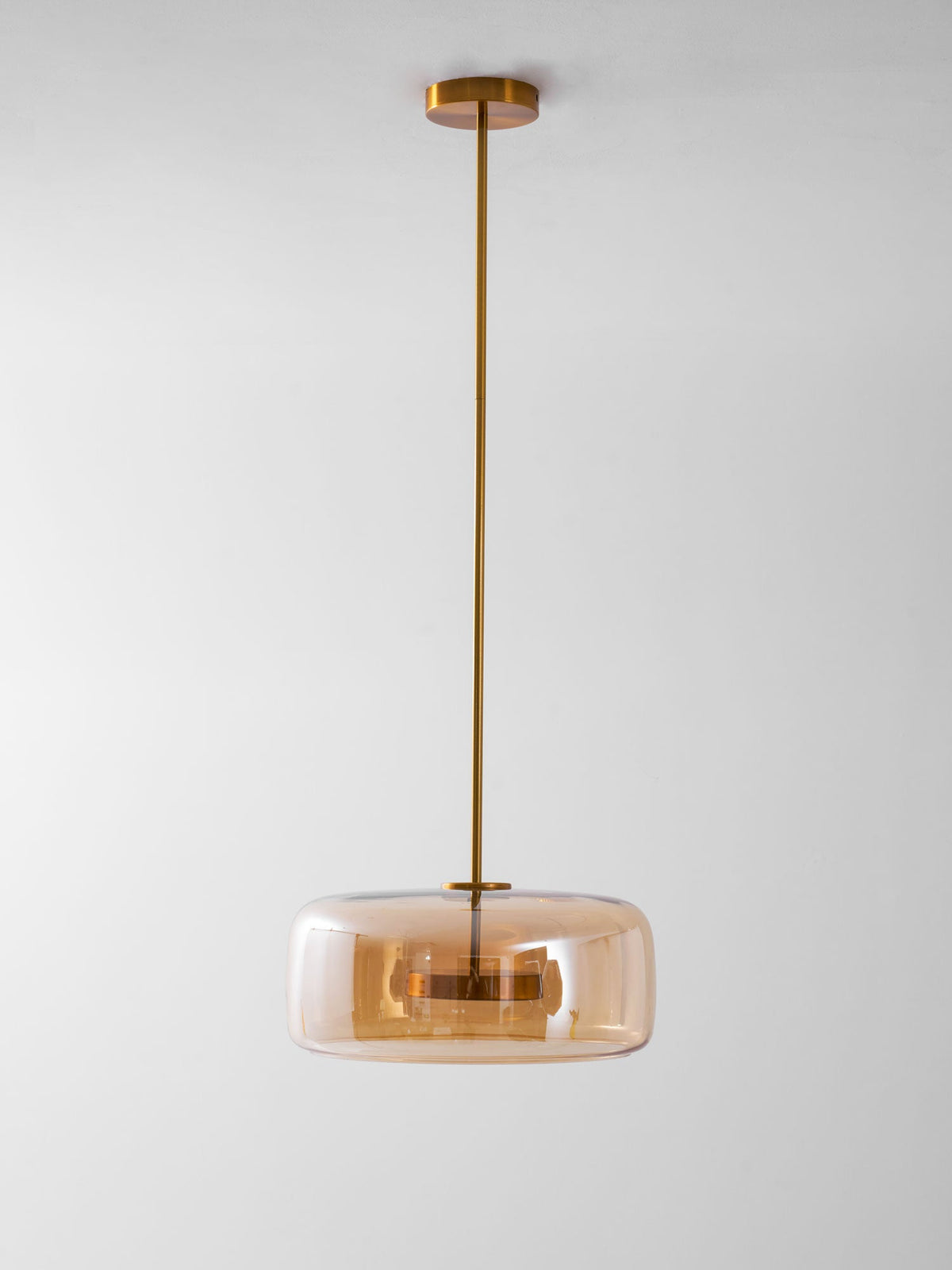 Hand-Blown Glass Sphere Pendant Light with Warm LED | Smoke Grey or Amber Shade