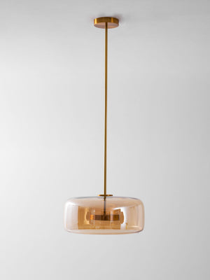 Hand-Blown Glass Sphere Pendant Light with Warm LED | Smoke Grey or Amber Shade