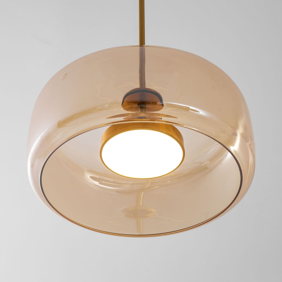 Hand-Blown Glass Sphere Pendant Light with Warm LED | Smoke Grey or Amber Shade