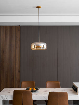 Hand-Blown Glass Sphere Pendant Light with Warm LED | Smoke Grey or Amber Shade