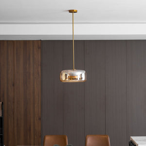Hand-Blown Glass Sphere Pendant Light with Warm LED | Smoke Grey or Amber Shade
