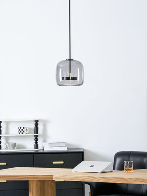 Hand-Blown Glass Sphere Pendant Light with Warm LED | Smoke Grey or Amber Shade