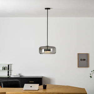 Hand-Blown Glass Sphere Pendant Light with Warm LED | Smoke Grey or Amber Shade