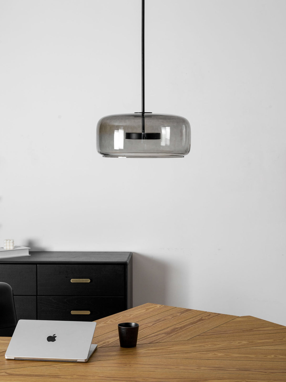 Hand-Blown Glass Sphere Pendant Light with Warm LED | Smoke Grey or Amber Shade