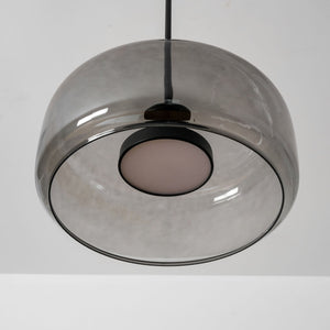 Hand-Blown Glass Sphere Pendant Light with Warm LED | Smoke Grey or Amber Shade