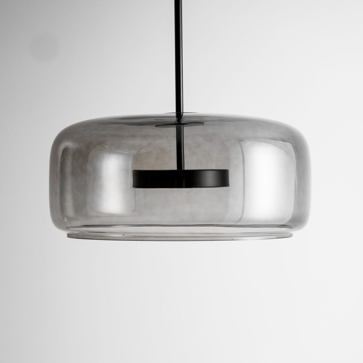 Hand-Blown Glass Sphere Pendant Light with Warm LED | Smoke Grey or Amber Shade