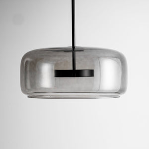 Hand-Blown Glass Sphere Pendant Light with Warm LED | Smoke Grey or Amber Shade