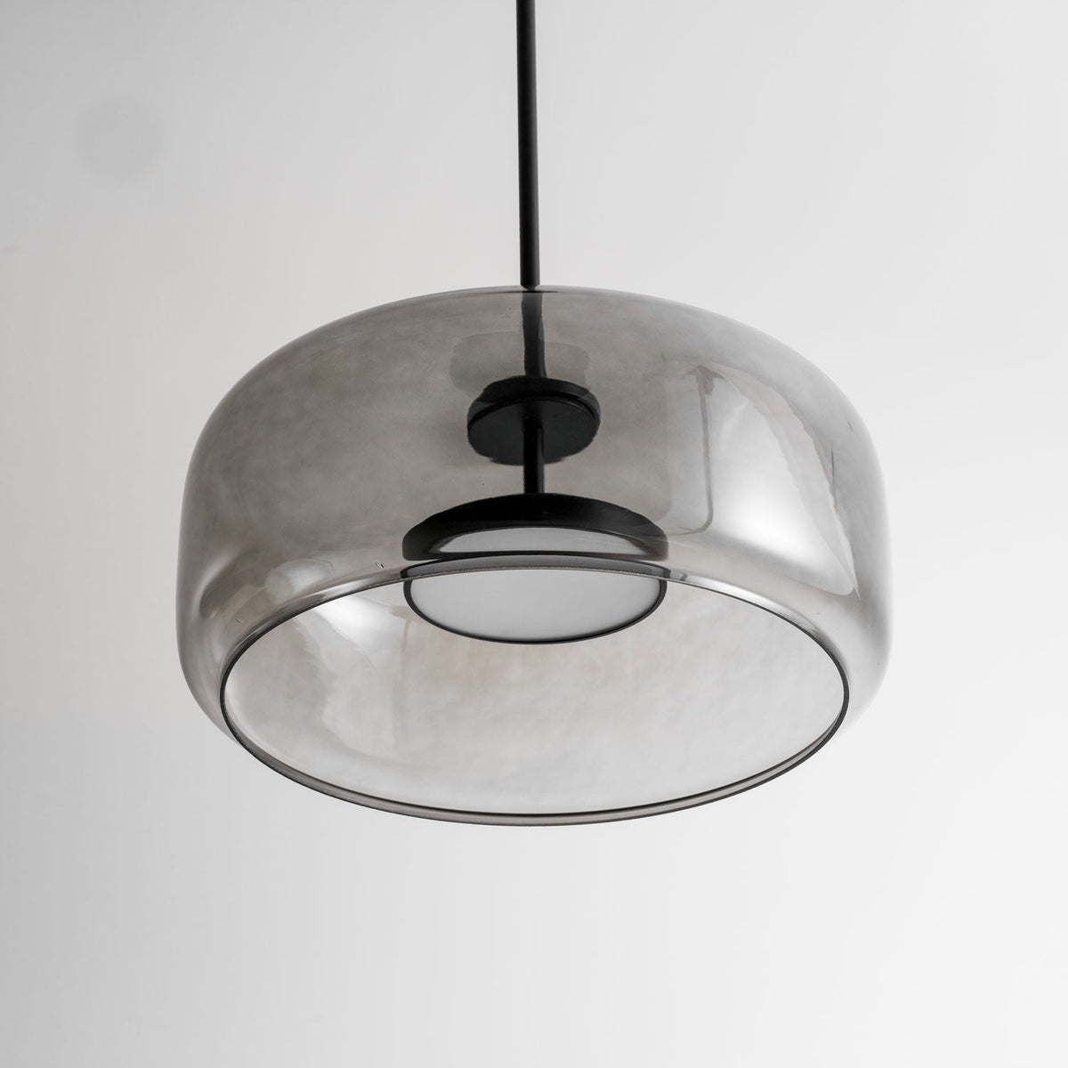 Hand-Blown Glass Sphere Pendant Light with Warm LED | Smoke Grey or Amber Shade