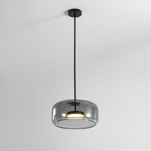 Hand-Blown Glass Sphere Pendant Light with Warm LED | Smoke Grey or Amber Shade