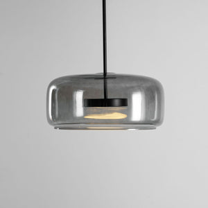 Hand-Blown Glass Sphere Pendant Light with Warm LED | Smoke Grey or Amber Shade