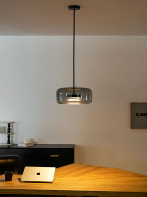 Hand-Blown Glass Sphere Pendant Light with Warm LED | Smoke Grey or Amber Shade