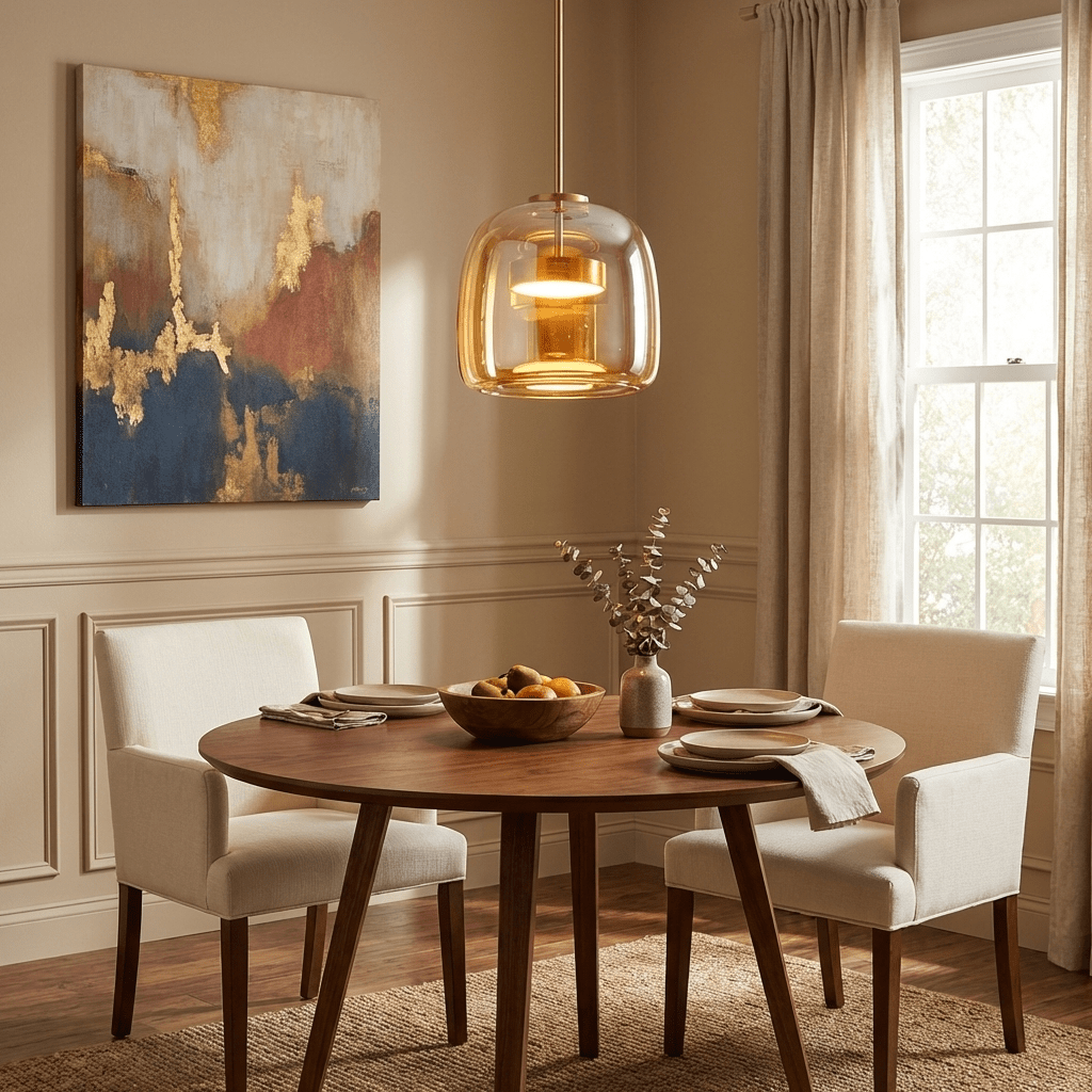 Hand-Blown Glass Sphere Pendant Light with Warm LED | Smoke Grey or Amber Shade