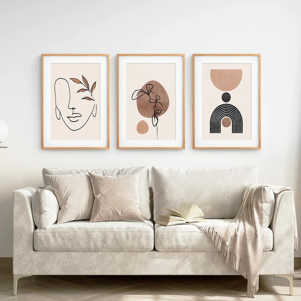 Boho Abstract Art Set of 3 - Modern Poster Bundle