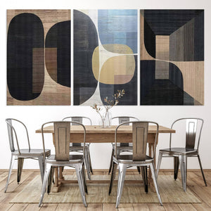 Minimalist 3-Panel Abstract Brown Wabi Sabi Wall Art Canvas