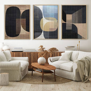 Minimalist 3-Panel Abstract Brown Wabi Sabi Wall Art Canvas