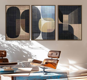 Minimalist 3-Panel Abstract Brown Wabi Sabi Wall Art Canvas