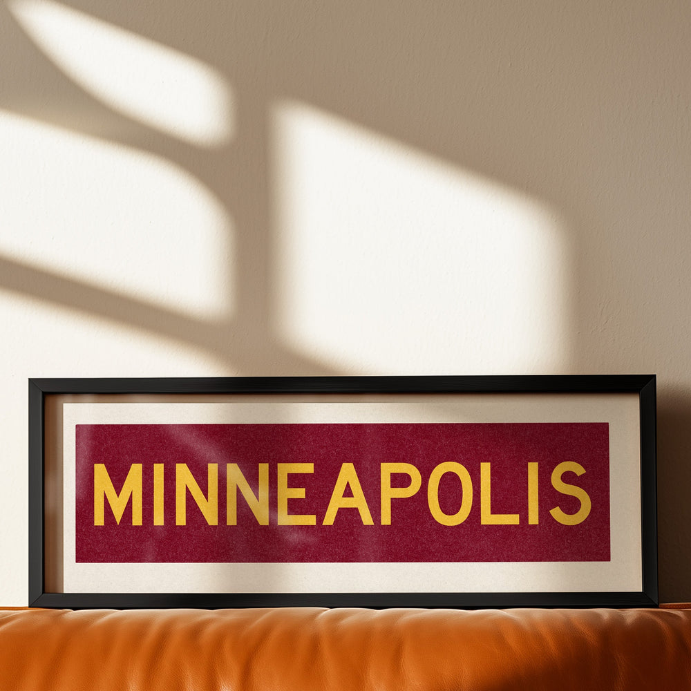 Framed Minneapolis Maroon Bus Scroll