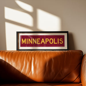 Framed Minneapolis Maroon Bus Scroll