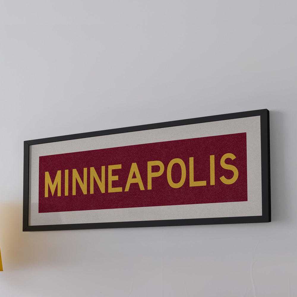 Framed Minneapolis Maroon Bus Scroll