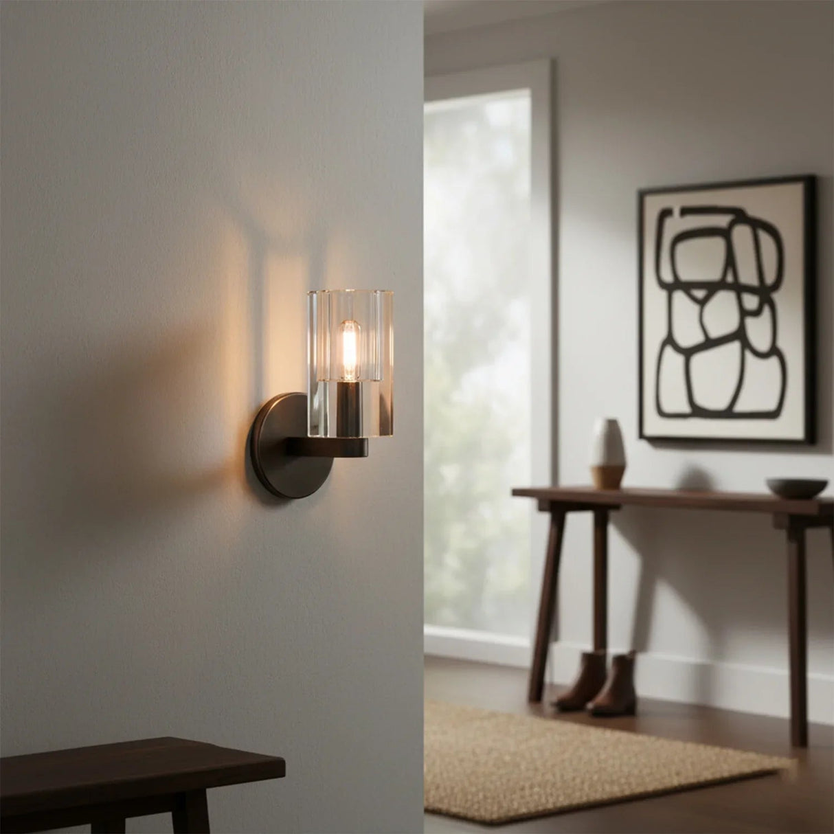 Industrial Glass Wall Sconce E12 Dimmable Modern Bathroom Light