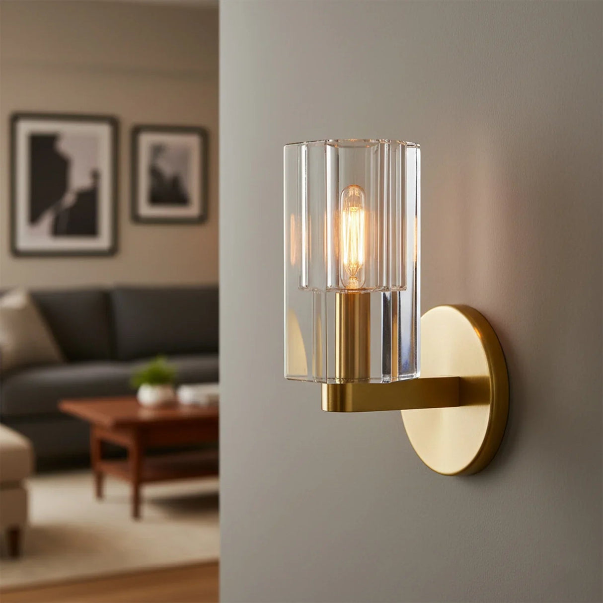 Industrial Glass Wall Sconce E12 Dimmable Modern Bathroom Light