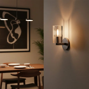 Industrial Glass Wall Sconce E12 Dimmable Modern Bathroom Light