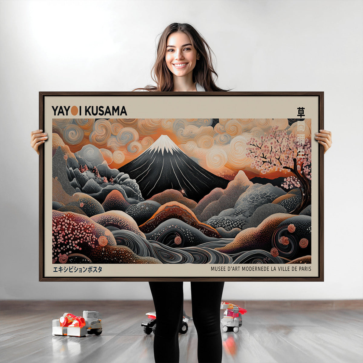 Modern Japanese Wall Art Canvas Print – Framed Yayoi Kusama
