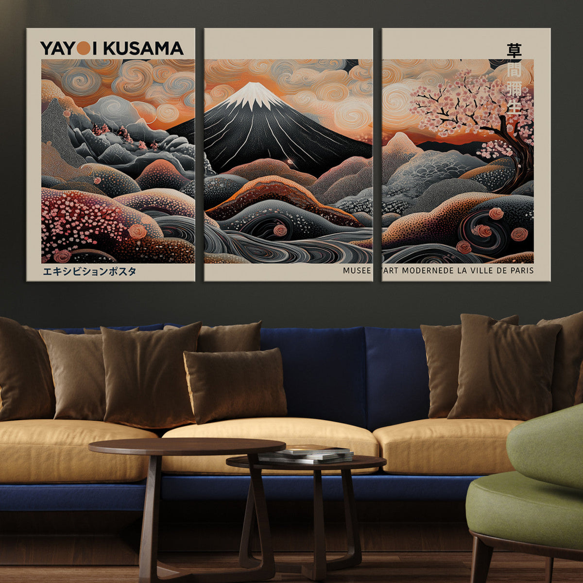 Modern Japanese Wall Art Canvas Print – Framed Yayoi Kusama