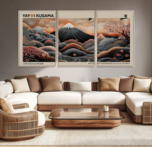 Modern Japanese Wall Art Canvas Print – Framed Yayoi Kusama