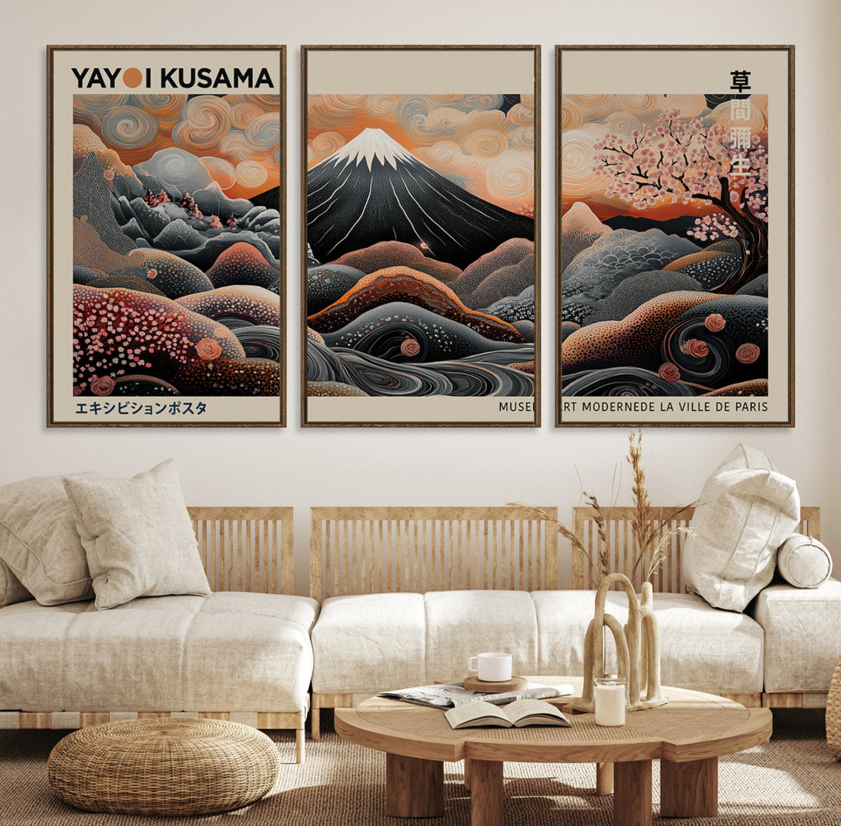 Modern Japanese Wall Art Canvas Print – Framed Yayoi Kusama