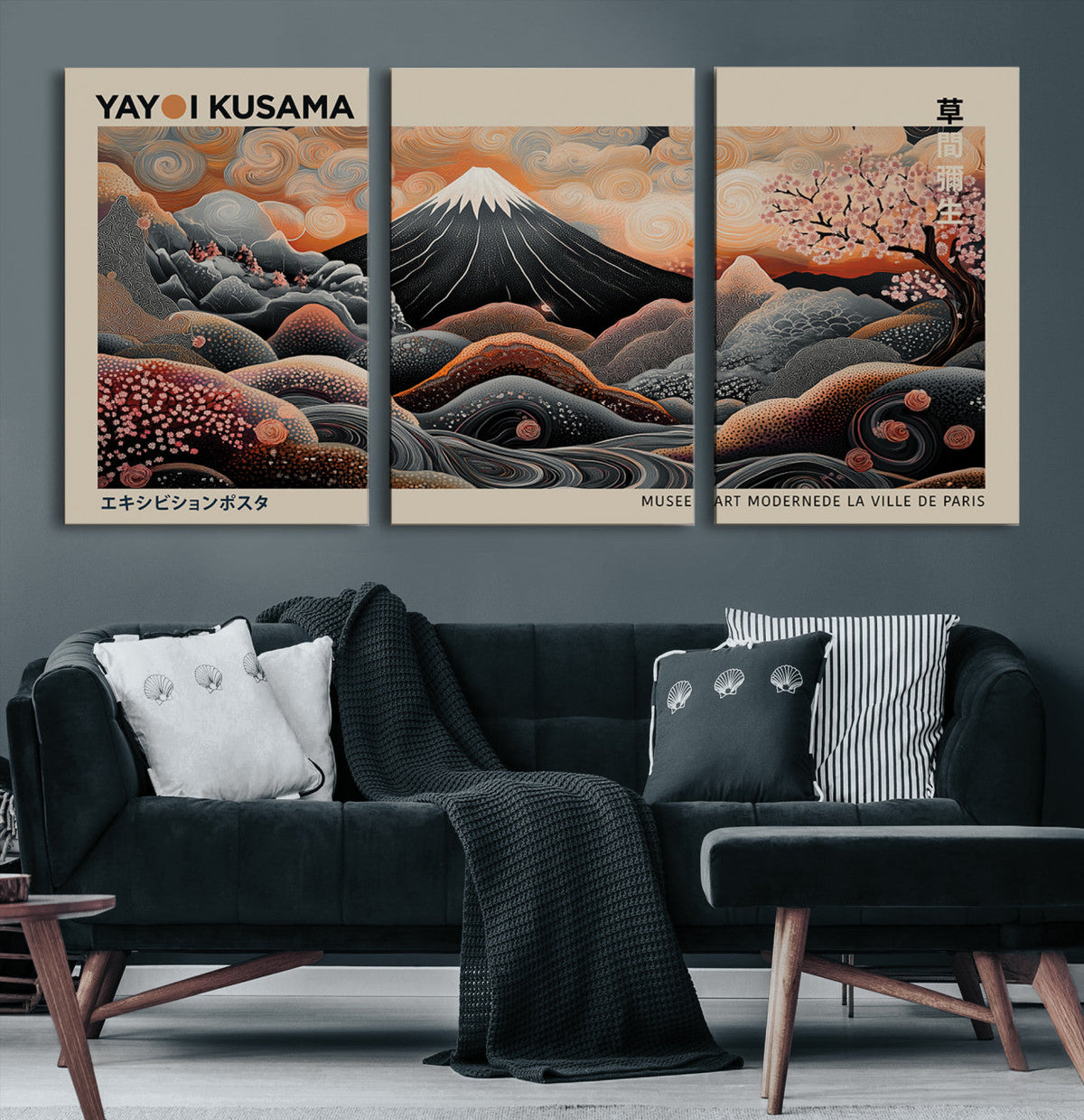 Modern Japanese Wall Art Canvas Print – Framed Yayoi Kusama
