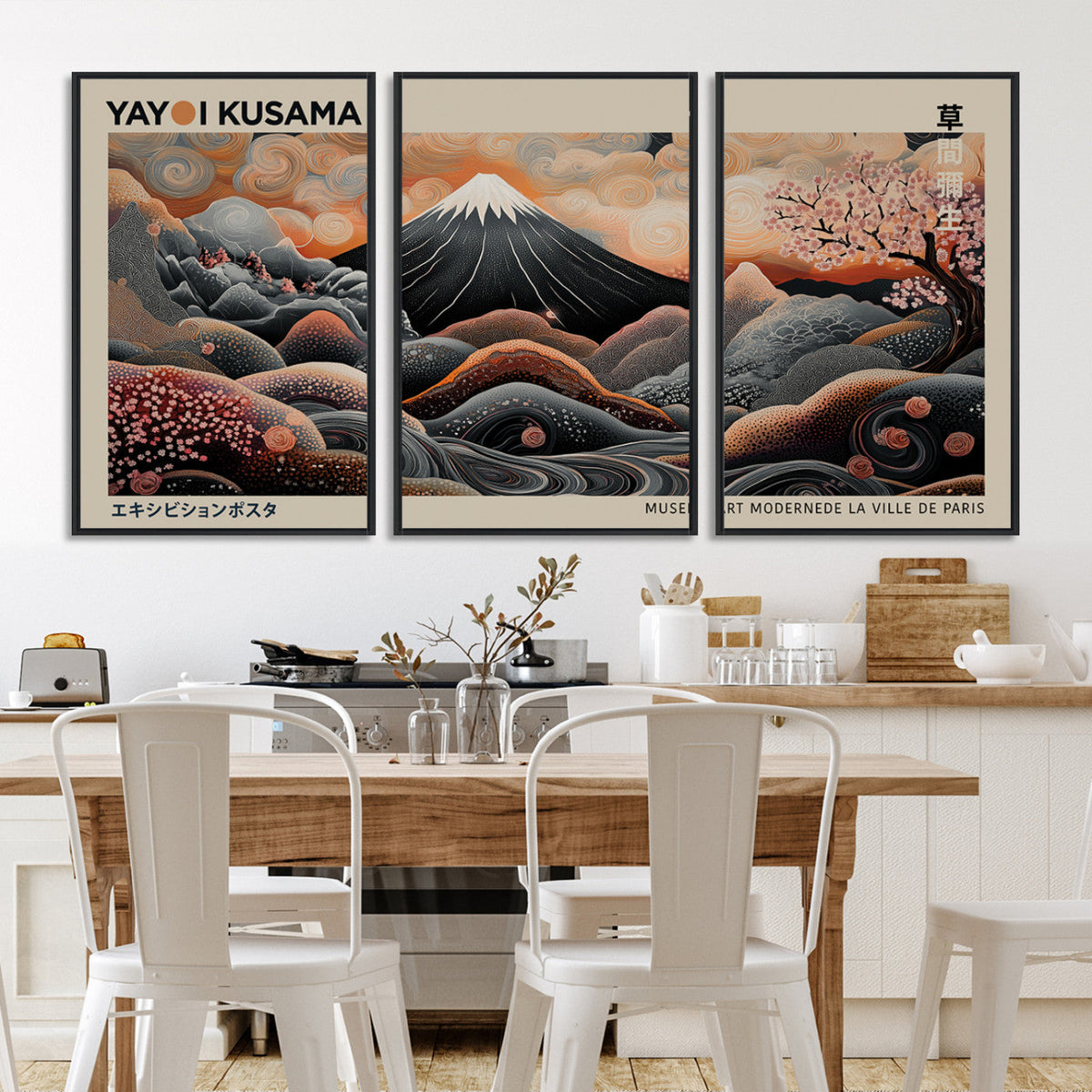 Modern Japanese Wall Art Canvas Print – Framed Yayoi Kusama