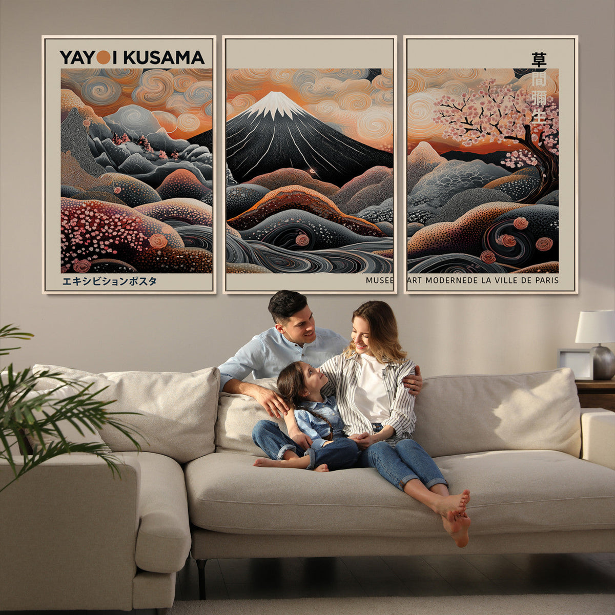 Modern Japanese Wall Art Canvas Print – Framed Yayoi Kusama