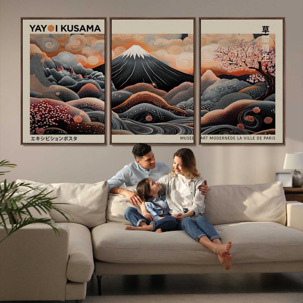 Modern Japanese Wall Art Canvas Print – Framed Yayoi Kusama