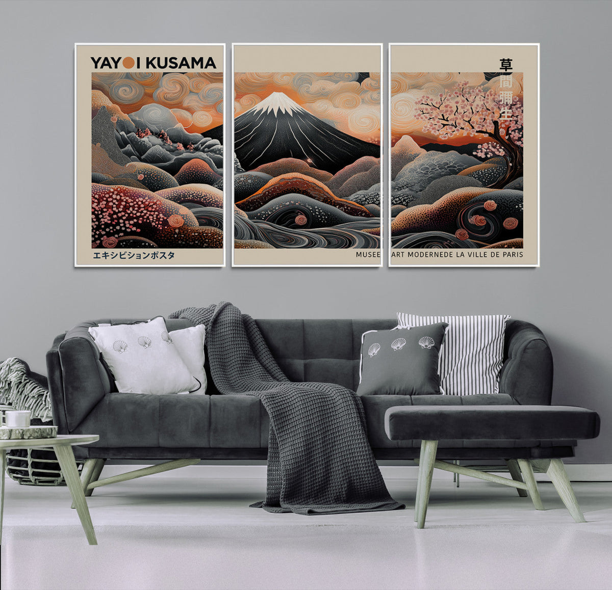 Modern Japanese Wall Art Canvas Print – Framed Yayoi Kusama