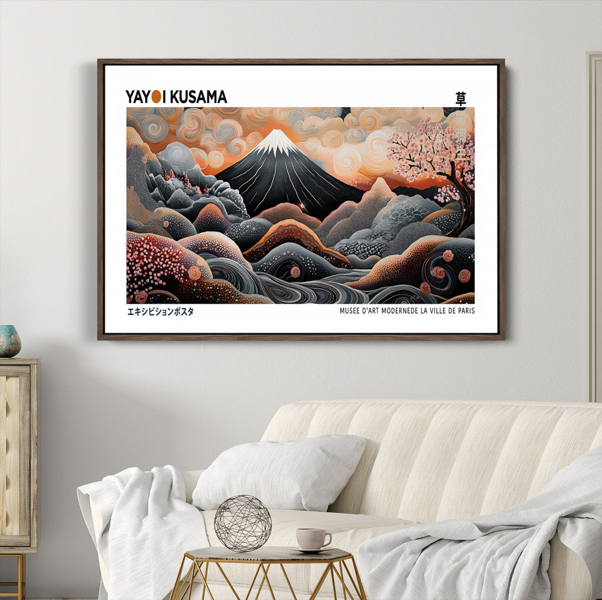 Modern Japanese Wall Art Canvas Print – Framed Yayoi Kusama